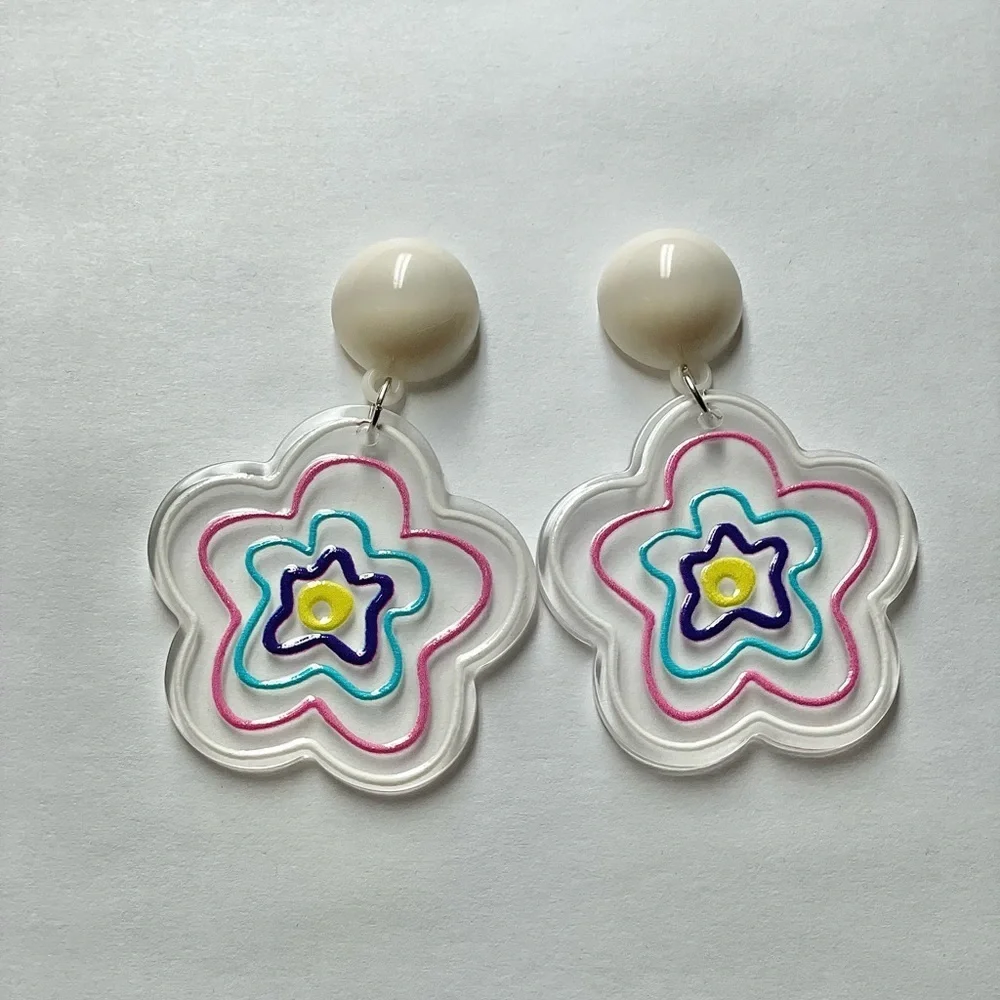 Clear acrylic flower earrings